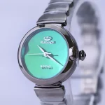 نمای نزدیک ساعت مچی الگانس زنانه فلزی دودی صفحه آینه ای سبز ER 2178/2