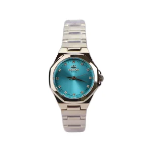ساعت مچی الگانس زنانه فلزی قاب چندضلعی صفحه آبی ER 2226/7