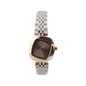 ساعت عقربه ای الگانس زنانه فلزی طلایی صفحه بژ ER 2200/4