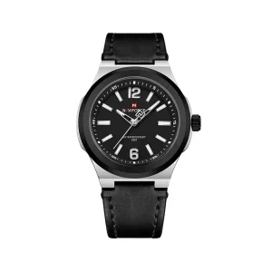 ساعت مچی نیوی فورس مردانه چرم مشکی صفحه مشکی 9233/5