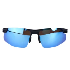 عینک آفتابی مردانه پلیس نیم فریم شیشه جیوه ای آبی 8787/1