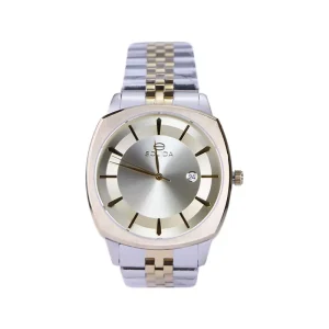 ساعت مچی سولیدا مردانه فلزی قاب مربع نقره ای طلایی G 6113/9