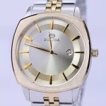 صفحه ساعت مچی سولیدا مردانه فلزی قاب مربع نقره ای طلایی G 6113/9