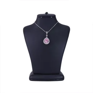 گردنبند استیل زنانه آویز اشکی نگین صورتی