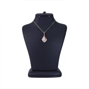 گردنبند استیل زنانه آویز لوزی نگین اشکی طلایی