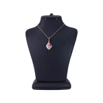 گردنبند استیل زنانه آویز لوزی نگین اشکی صورتی
