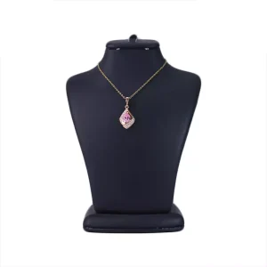 گردنبند استیل زنانه آویز لوزی نگین اشکی صورتی