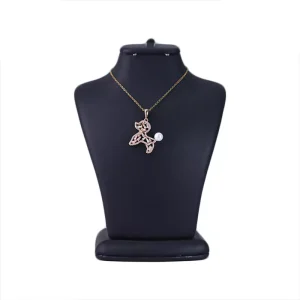 گردنبند استیل زنانه آویز توله سگ طلایی