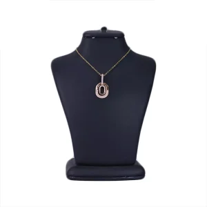 گردنبند استیل زنانه طلایی آویز بیضی نگین‌ دار
