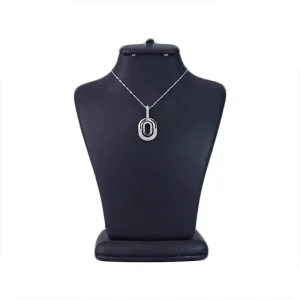 گردنبند استیل زنانه شیک با آویز بیضی نگین‌ دار