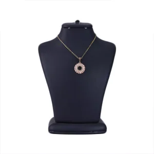 گردنبند استیل زنانه طلایی با آویز دایره ای نگین دار