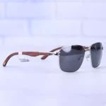 عدسی عینک آفتابی مردانه کارتیر فریم نقره ای دسته چوبی CT 0280S/1
