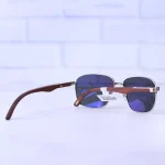 دسته عینک آفتابی مردانه کارتیر فریم نقره ای دسته چوبی CT 0280S/1