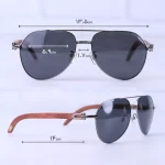 ابعاد عینک آفتابی کارتیر مردانه فریم خلبانی دسته چوبی T 8200769/1