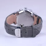 بند ساعت مچی الگانس زنانه بند چرم طوسی قاب نقره ای L 1196/8