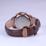 بند ساعت مچی الگانس زنانه بند چرم قهوه ای قاب رزگلد L 1203/5