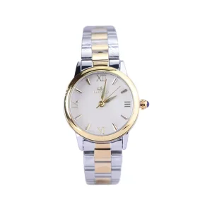 ساعت مچی الگانس زنانه فلزی نقره ای طلایی صفحه بژ 8019/4