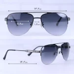 ابعاد عینک آفتابی گوچی مردانه نیم فریم مشکی فلزی GG 1354/4