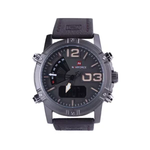 ساعت مچی نیوی فورس مردانه بند چرم قهوه ای دو زمانه 9095/5