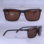ابعاد عینک آفتابی اوگا پلاریزه فریم مستطیل عدسی قهوه ای 78020/4