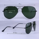 ابعاد عینک آفتابی ری بن مردانه فلزی عدسی سبز خلبانی RB 3025/5