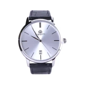 ساعت مچی بیگوتی مردانه بند چرم مشکی قاب نقره ای BG.1.10651/1