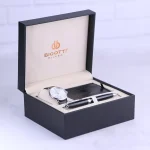 ساعت مچی بیگوتی مردانه بند چرم مشکی قاب نقره ای BG.1.10651/1 درون جعبه