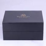 جعبه ساعت مچی بیگوتی مردانه بند چرم مشکی قاب نقره ای BG.1.10651/1