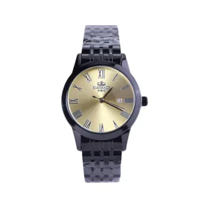 ساعت عقربه ای الگانس زنانه فلزی مشکی صفحه زرد L 030/12