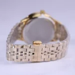 بند ساعت مچی الگانس مردانه فلزی طلایی صفحه مشکی G 1217/1