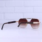 فریم عینک آفتابی مردانه گوچی طلایی چند ضلعی GG 69078/2