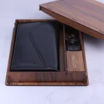 ست کیف کتی و جاکلیدی چرم میلیون 1200 مشکی درون جعبه