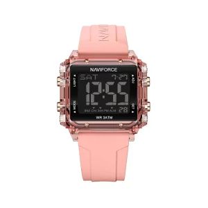 ساعت زنانه نیوی فورس بند رابر صورتی دیجیتال قاب مربع 7101/5