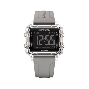 ساعت زنانه نیوی فورس بند رابر طوسی دیجیتال قاب مربع 7101/6