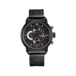 ساعت مچی نیوی فورس مردانه چرم تمام مشکی 9068/9