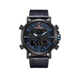 ساعت مچی نیوی فورس دو زمانه مردانه بند چرم مشکی 9135/2