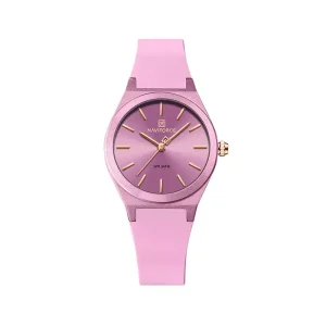 ساعت مچی عقربه ای زنانه نیوی فروس بند رابر صورتی NF 5056/3