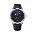 ساعت مچی نیوی فورس مردانه چرم مشکی قاب نقره ای NF 9229/3