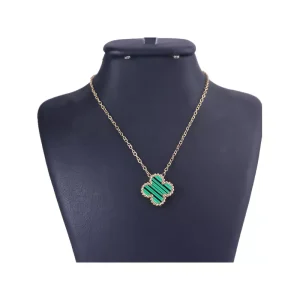 گردنبند زنانه استیل طلایی ونکلیف سبز