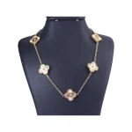 گردنبند استیل زنانه طلایی ونکلیف 5 گل تراشکاری