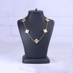 گردنبند استیل زنانه طلایی ونکلیف 5 گل تراشکاری ضدحساسیت