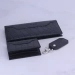 ست هدیه 4 تیکه کیف و کمربند چرم مردانه چرمسال مشکی