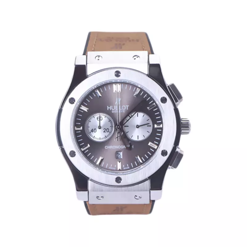 ساعت مچی هابلوت مردانه بند جیر صفحه دودی کرنوگراف G 888/181