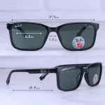 ابعاد عینک آفتابی ری بن فریم مشکی عدسی سبز پلاریزه P 3337/2