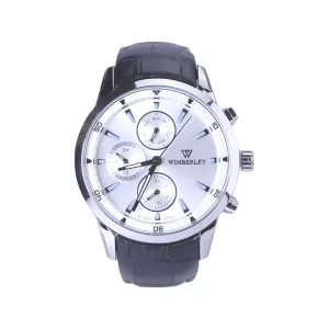 ساعت مچی ویمبرلی مردانه بند چرم مشکی صفحه سفید WB-SL322G-B