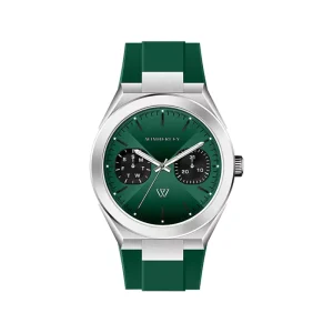 ساعت مچی ویمبرلی زنانه بند رابر سبز قاب نقره ای WB-SR215L-J