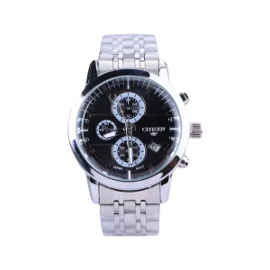 ساعت عقربه ای سیتیزن زنانه فلزی نقره ای صفحه مشکی L 2363/34