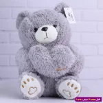 عروسک خرس ولنتاین قلبی پولیشی کد 6602/12 طوسی