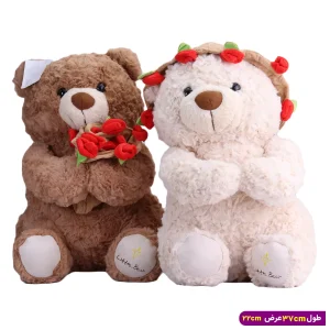 عروسک خرس ولنتاین کلاه گلی پولیشی کد 6604/4