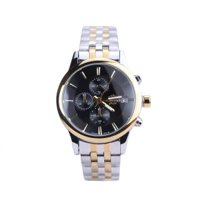 ساعت مچی الگانس پرو زنانه فلزی نقره ای طلایی صفحه مشکی L 2360/2